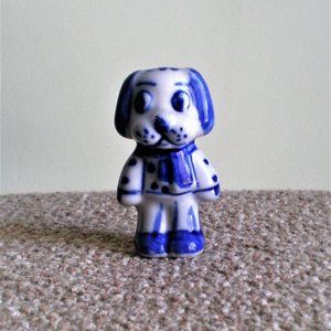 Russian Russia Handmade GZHEL Dog Figurine Symbol of 2018 New Year